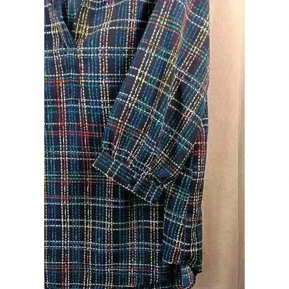 Koret Blouse Women Petite Large 3/4‎ Sleeve Plaid Multicolored - Picture 3 of 7